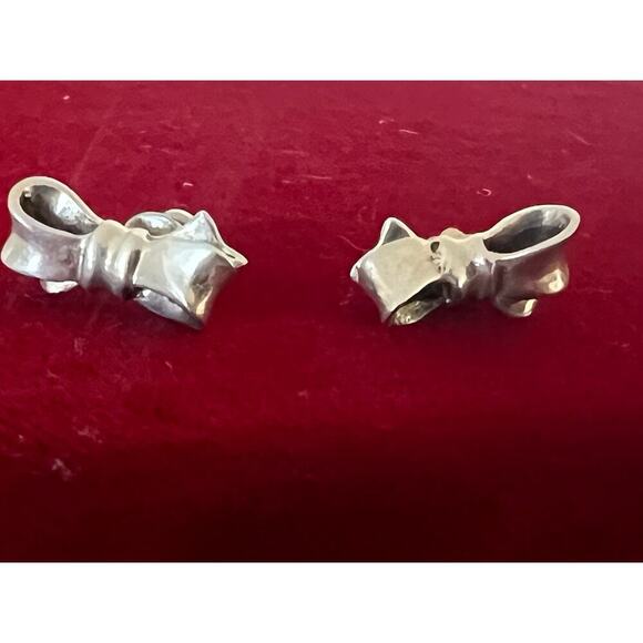 Authentic 925 Sterling Silver Cartier Bow Earrings Vintage - Picture 4 of 5